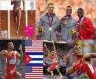 Подиум атлетика десятиборье, Эштон Итон, Трей Харди (Соединенные Штаты) и Леонель Суарес (Куба), Лондон-2012